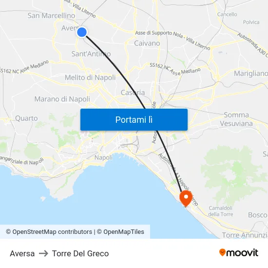 Aversa to Torre Del Greco map