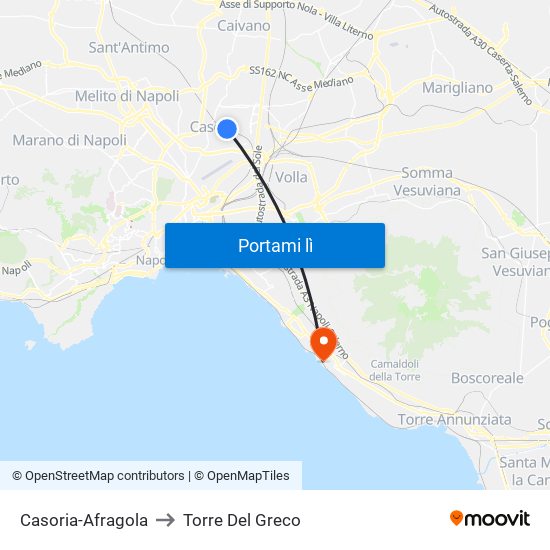 Casoria-Afragola to Torre Del Greco map