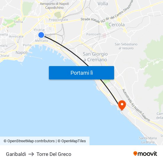 Garibaldi to Torre Del Greco map