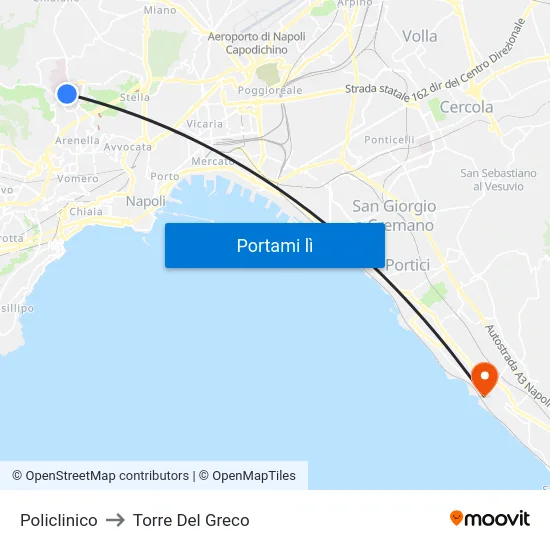 Policlinico to Torre Del Greco map