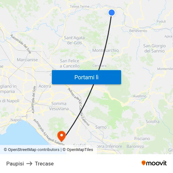 Paupisi to Trecase map