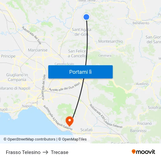 Frasso Telesino to Trecase map