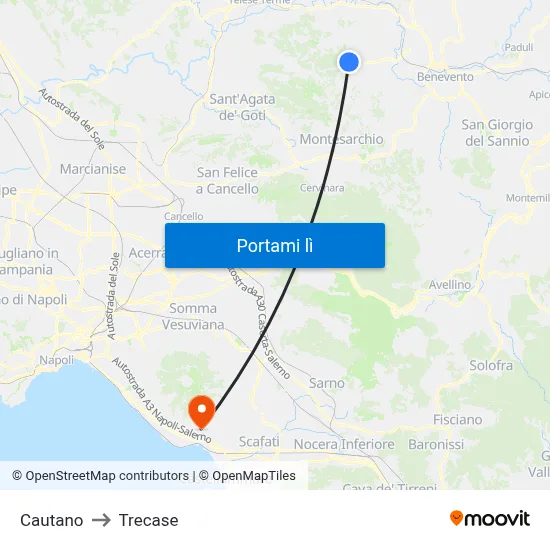Cautano to Trecase map