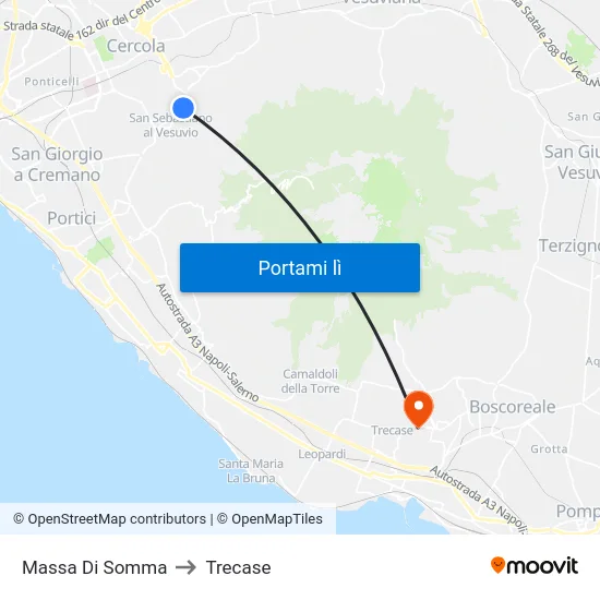 Massa Di Somma to Trecase map