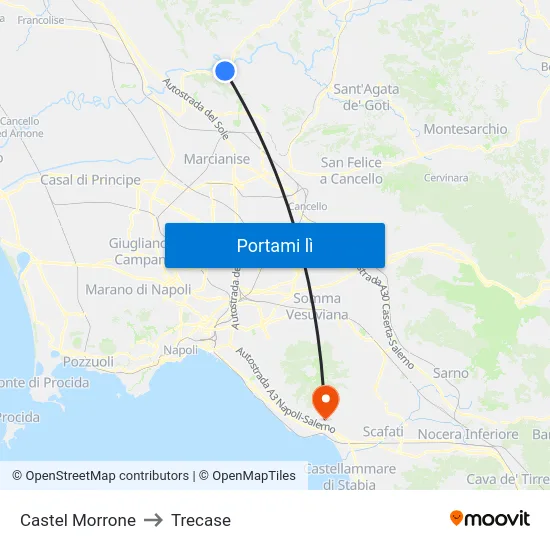 Castel Morrone to Trecase map