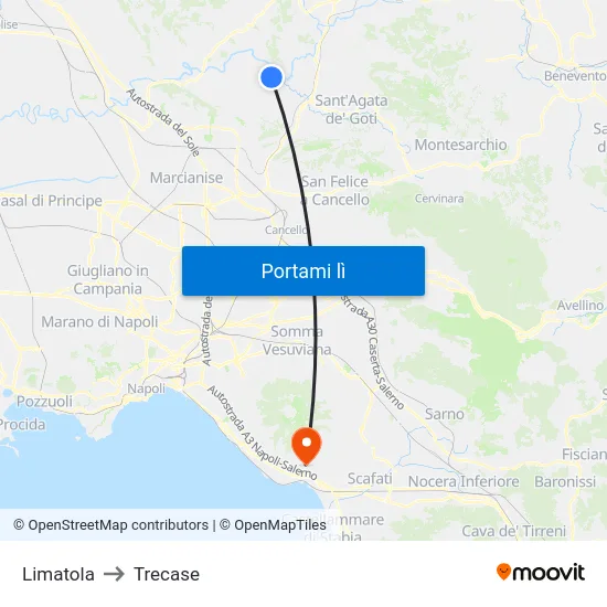 Limatola to Trecase map