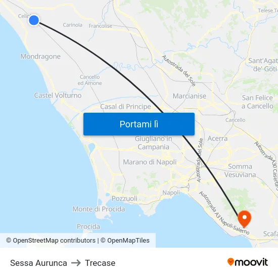 Sessa Aurunca to Trecase map