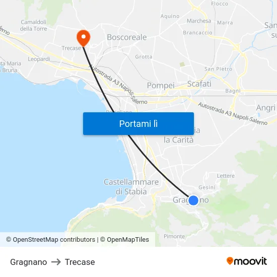 Gragnano to Trecase map