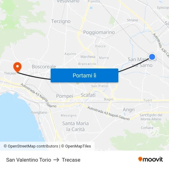 San Valentino Torio to Trecase map