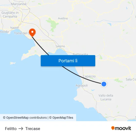 Felitto to Trecase map