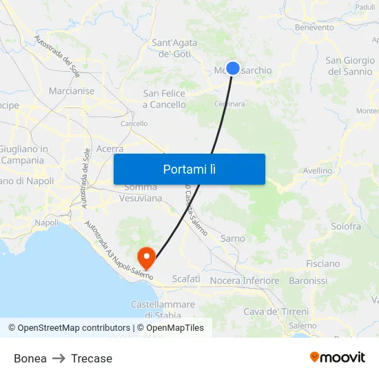 Bonea to Trecase map