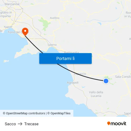 Sacco to Trecase map
