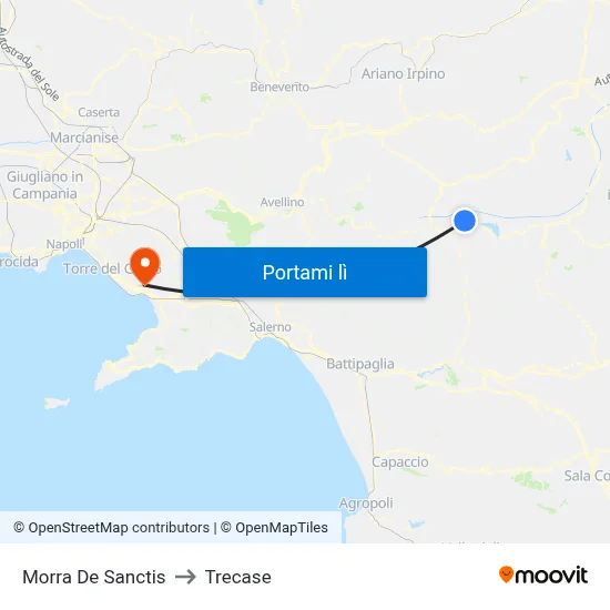Morra De Sanctis to Trecase map