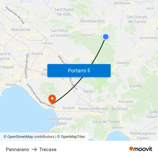 Pannarano to Trecase map