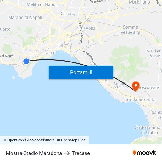 Mostra-Stadio Maradona to Trecase map