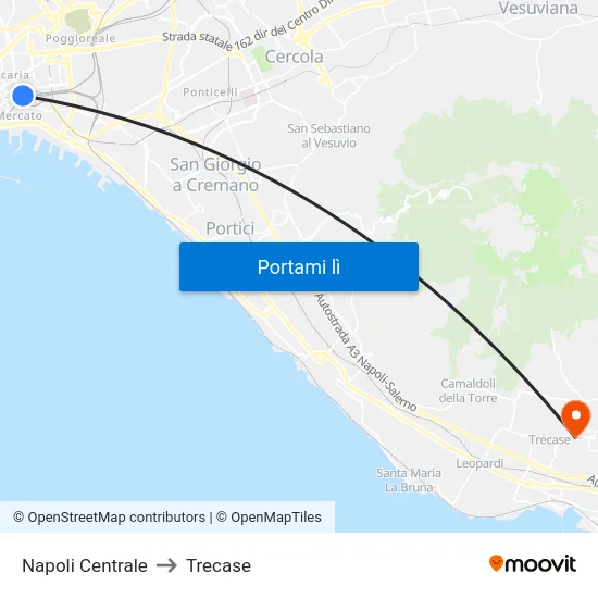 Napoli Centrale to Trecase map