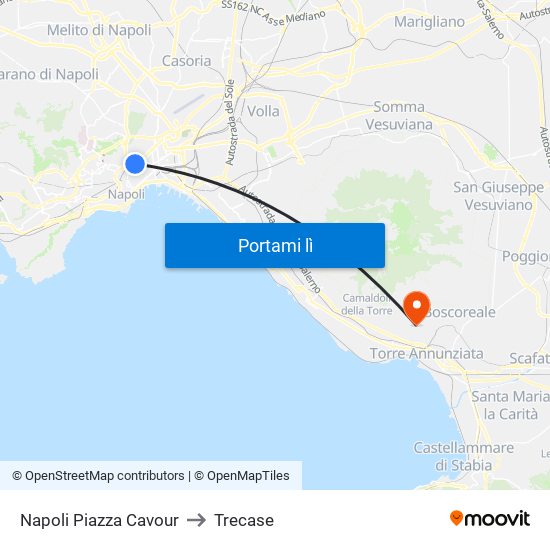 Napoli Piazza Cavour to Trecase map