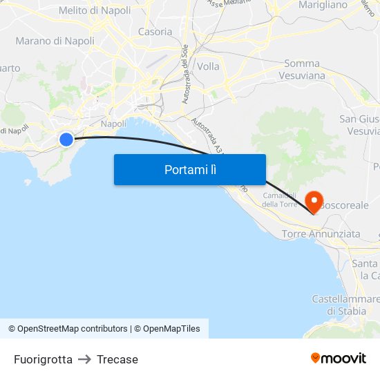 Fuorigrotta to Trecase map
