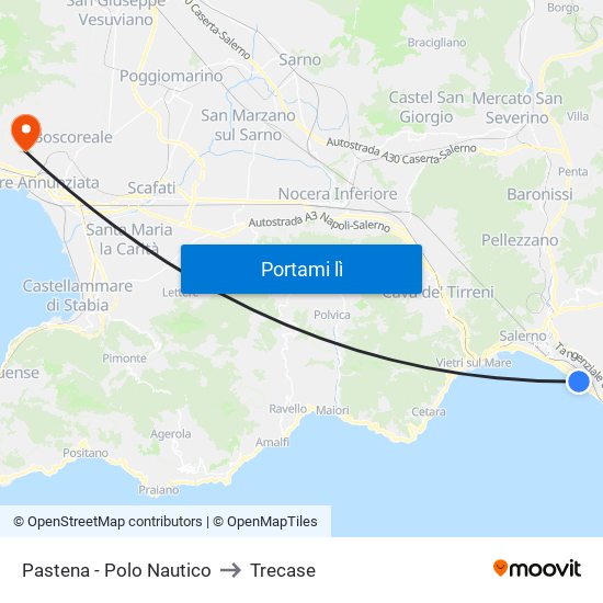 Pastena  - Polo Nautico to Trecase map