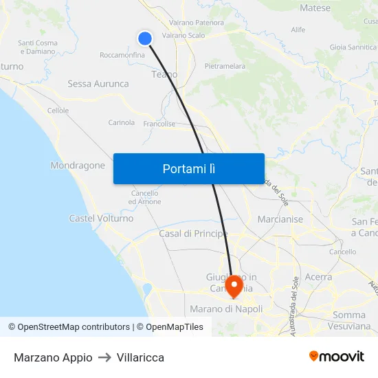 Marzano Appio to Villaricca map