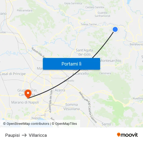 Paupisi to Villaricca map