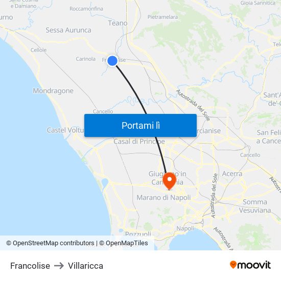 Francolise to Villaricca map