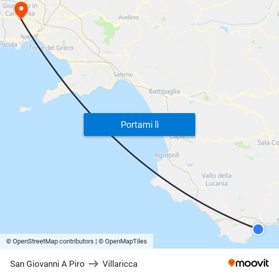 San Giovanni A Piro to Villaricca map