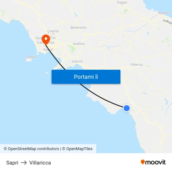 Sapri to Villaricca map