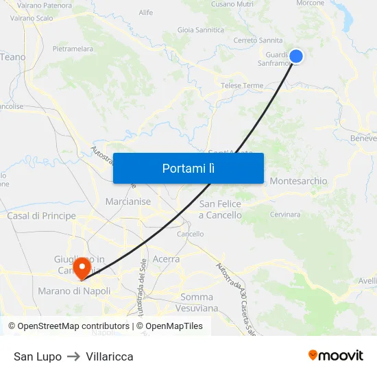 San Lupo to Villaricca map