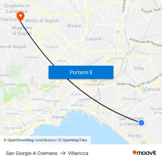 San Giorgio A Cremano to Villaricca map