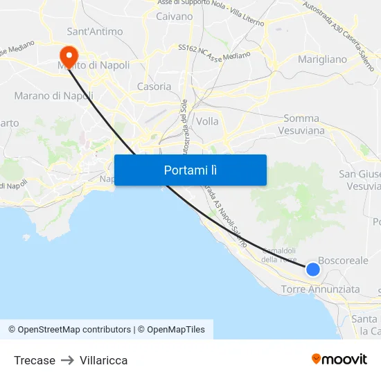Trecase to Villaricca map