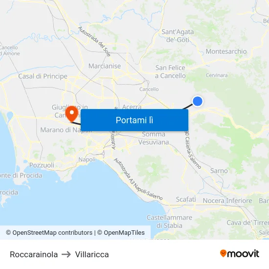Roccarainola to Villaricca map