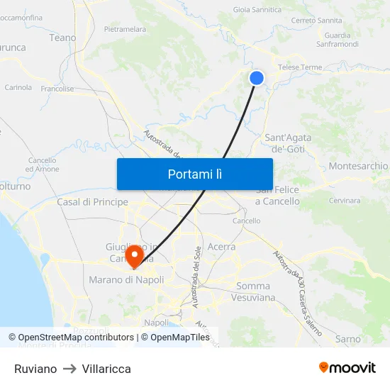 Ruviano to Villaricca map