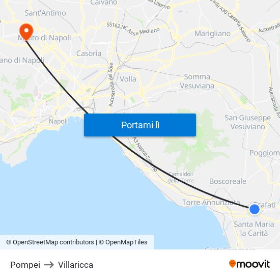Pompei to Villaricca map
