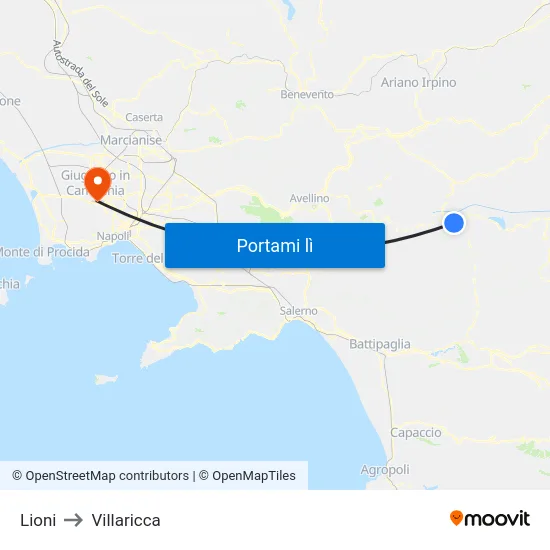 Lioni to Villaricca map