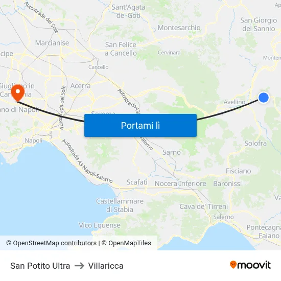 San Potito Ultra to Villaricca map