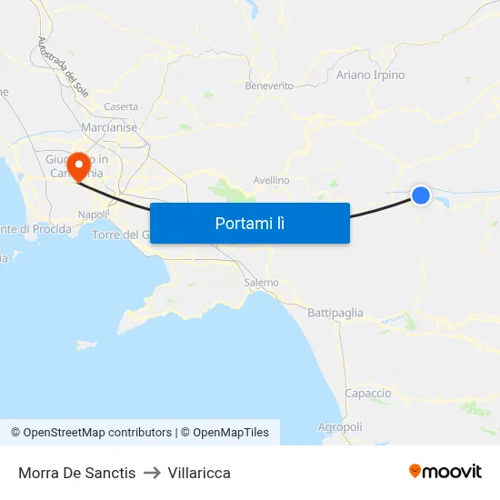 Morra De Sanctis to Villaricca map