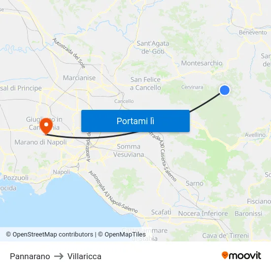 Pannarano to Villaricca map
