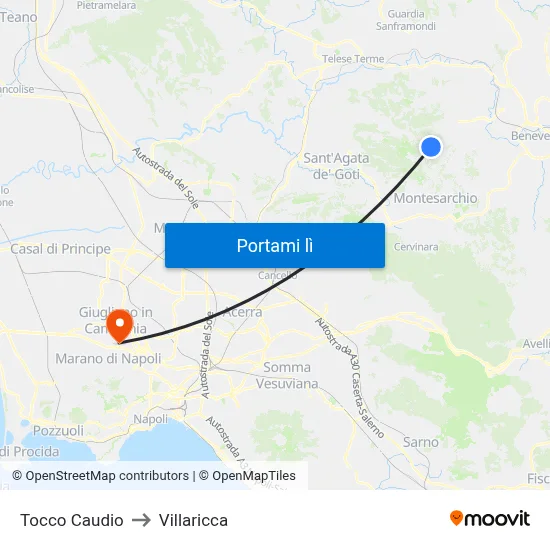 Tocco Caudio to Villaricca map