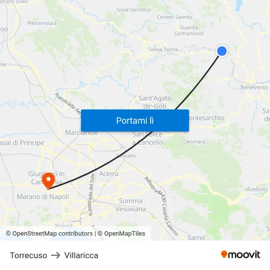 Torrecuso to Villaricca map