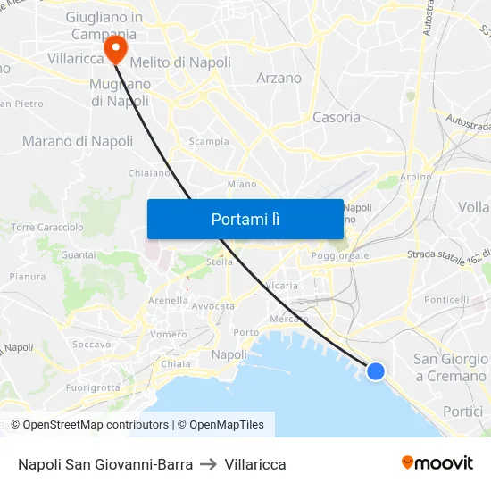 Napoli San Giovanni-Barra to Villaricca map