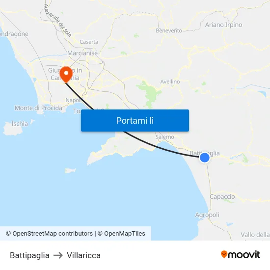 Battipaglia to Villaricca map