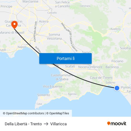 Della Libertà - Trento to Villaricca map