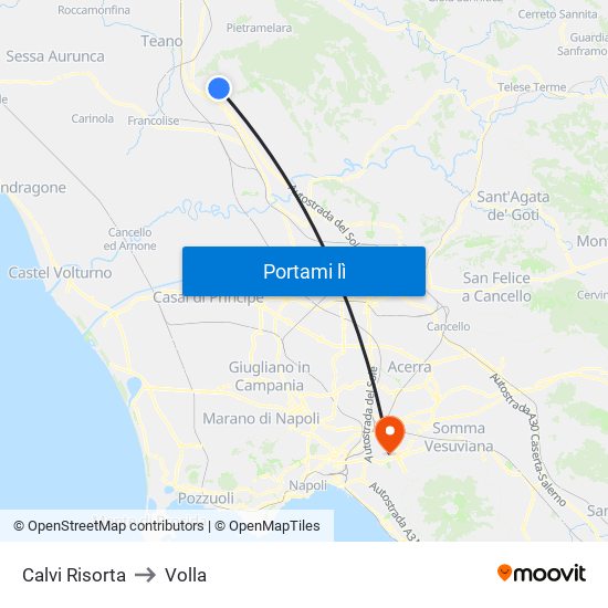 Calvi Risorta to Volla map