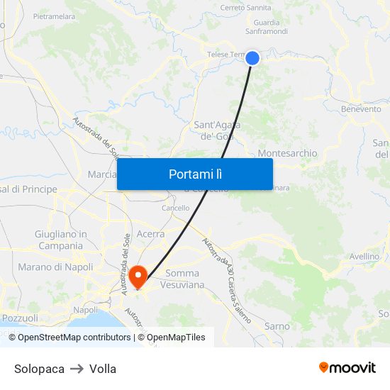 Solopaca to Volla map