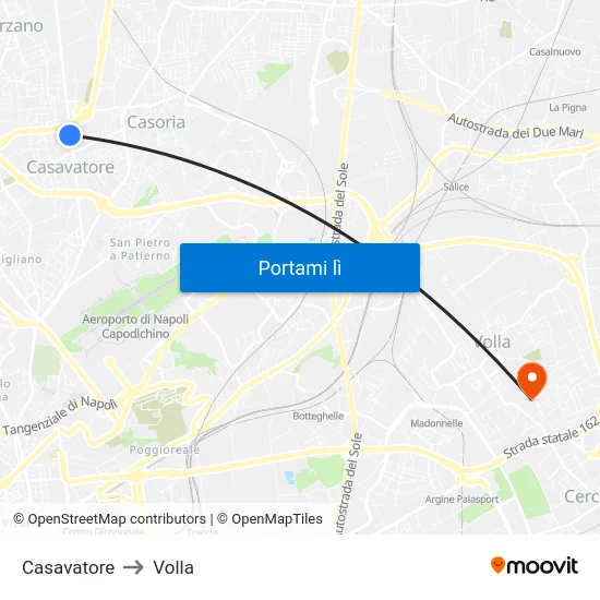 Casavatore to Volla map
