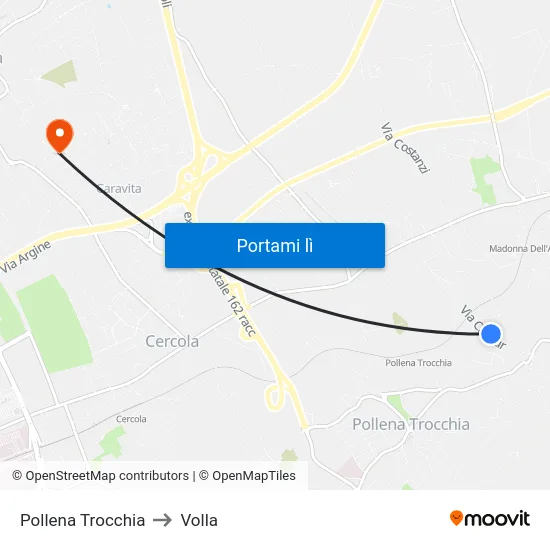 Pollena Trocchia to Volla map