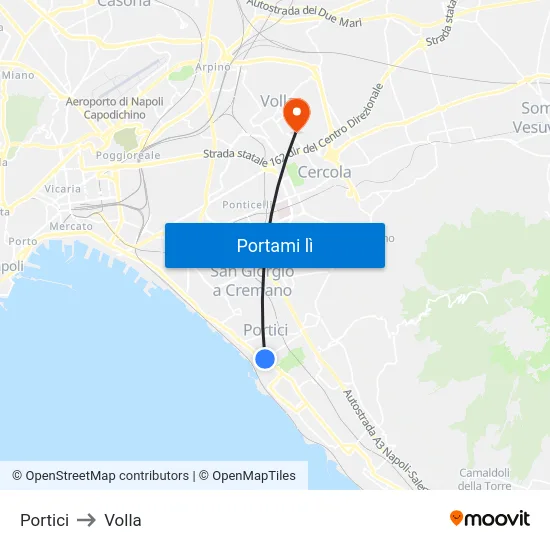 Portici to Volla map