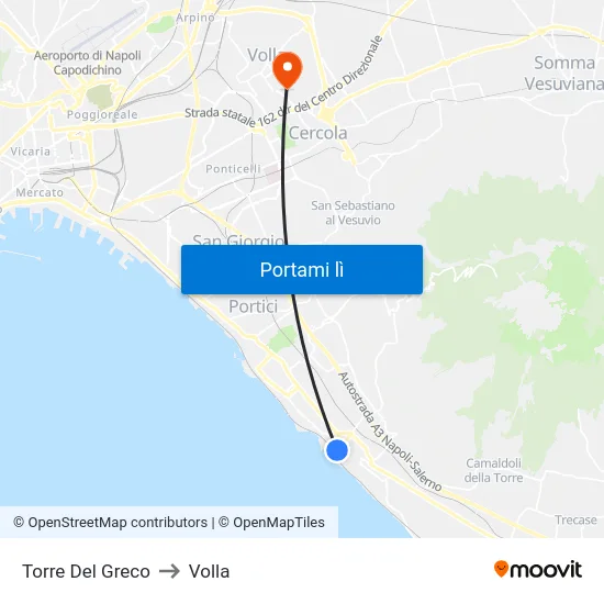 Torre Del Greco to Volla map