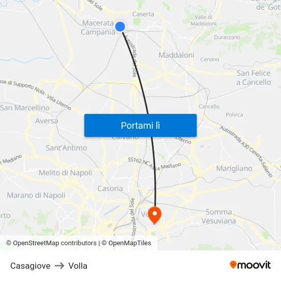 Casagiove to Volla map